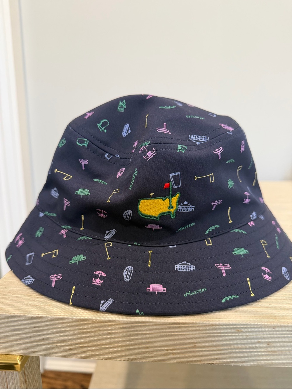 Kids Navy Masters Bucket Hat with Yellow Crest - Golf Motif